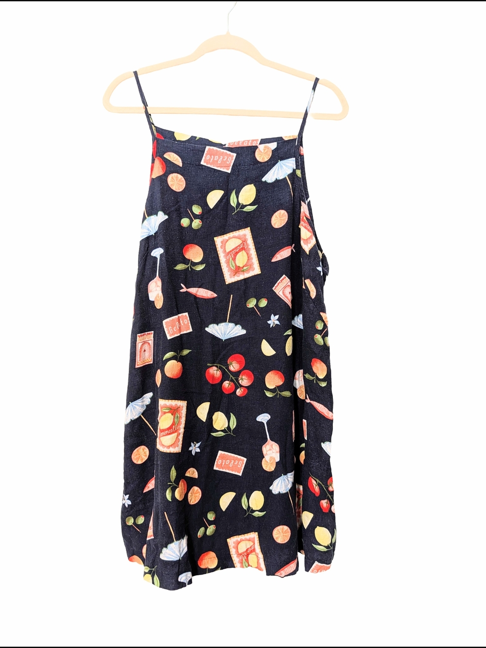 Old Navy Linen Fruit-Print Dress in Navy
